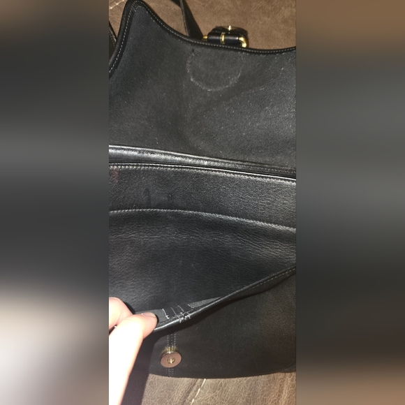 Authentic Rare Vintage Coach Black Genuine Leather Bedford Flap Shoulder Bag4164 - Picture 3 of 12